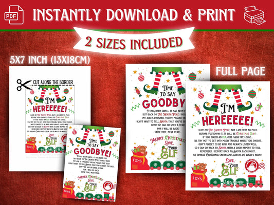Fun printable Christmas elf arrival and goodbye letters PDF for holiday elf tradition setups
