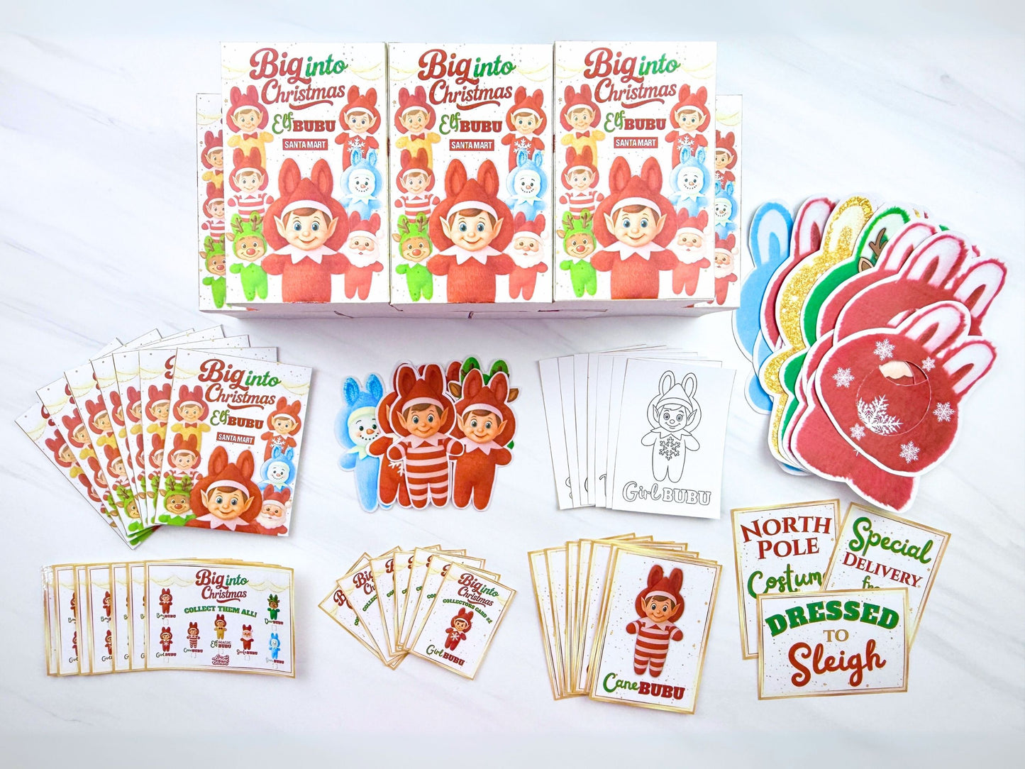 Step-by-step tutorial showing how to print, cut, and assemble the Elfbubu Mystery Blind Box printable — easy 10-minute Christmas craft idea.