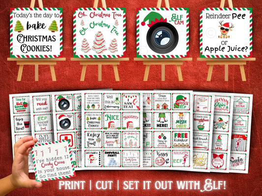 Over 100 Mini Elf Signs & Envelopes | Funny Christmas Props & Activities (PRINTABLE PDF)