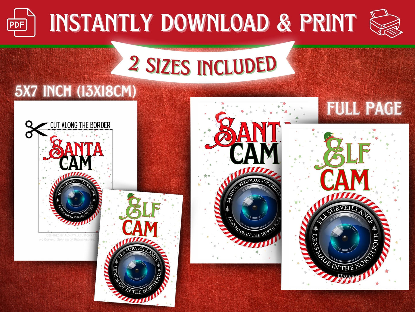 PRINTABLE Santa & Elf Cam | Christmas Behavior Surveillance Sign (PRINTABLE PDF)