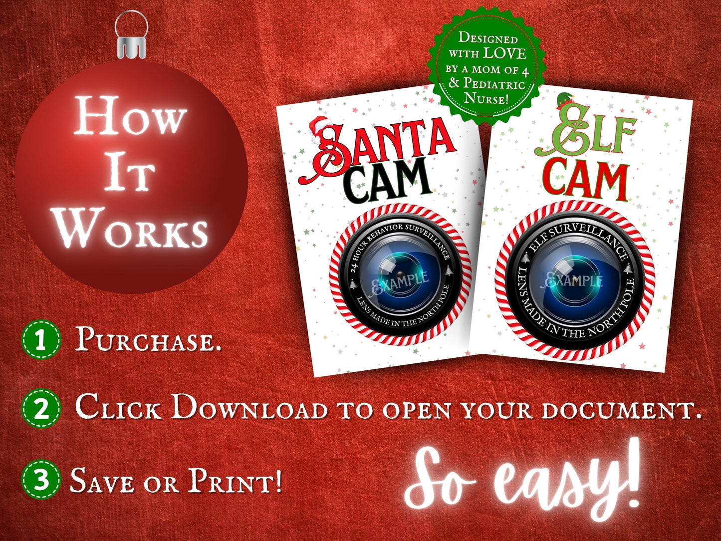 PRINTABLE Santa & Elf Cam | Christmas Behavior Surveillance Sign (PRINTABLE PDF)