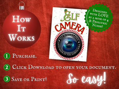 Elf Camera Sign Digital Download – Holiday Elf Printable Setup for Fun Christmas Traditions