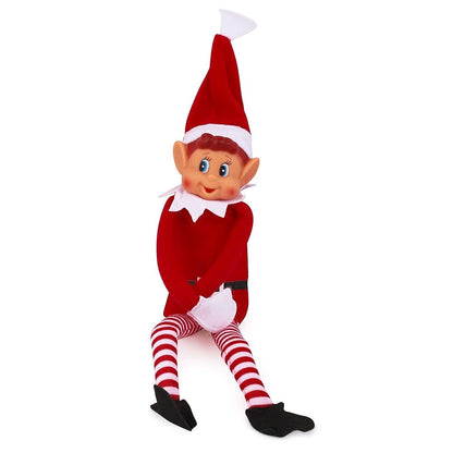 12 inch Elf Boy plush doll wearing festive red and white Christmas costume