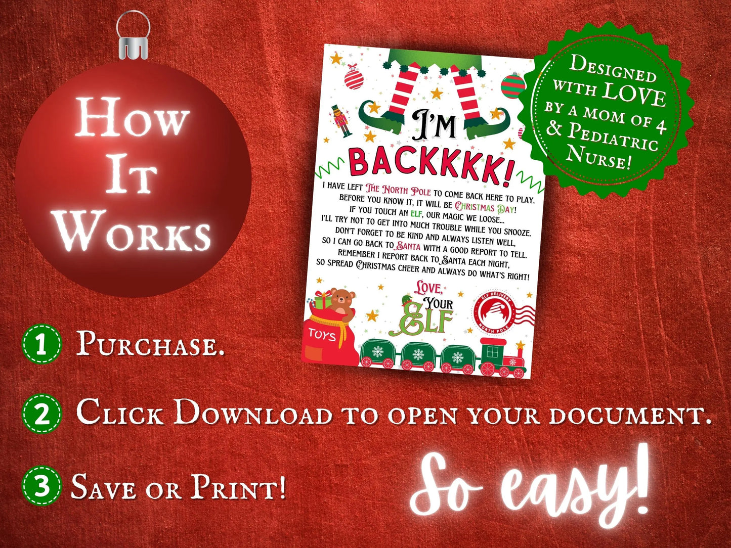 I’m Back Elf Letter Template – Christmas Elf Arrival Printable PDF – North Pole Note for Families and Kids