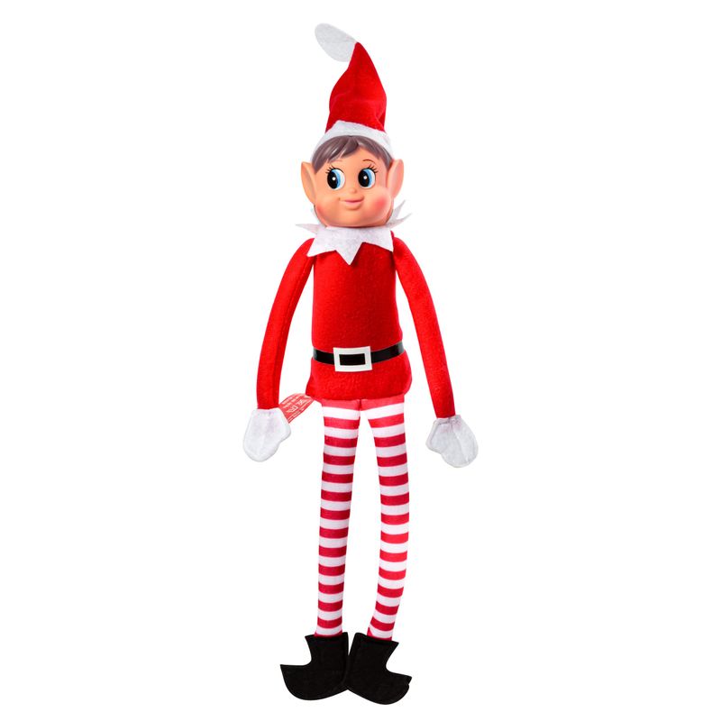 12 inch Elfette girl plush doll in red Christmas outfit with bendable arms and legs