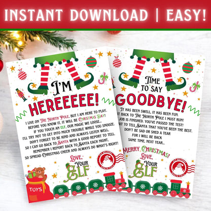Printable Elf arrival and goodbye letters bundle for Christmas traditions and easy elf ideas