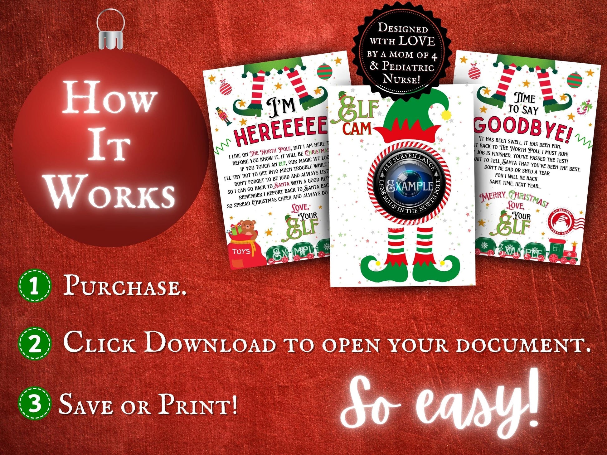 Instant download elf letter bundle with arrival, goodbye, and elf cam printable props for Christmas setups