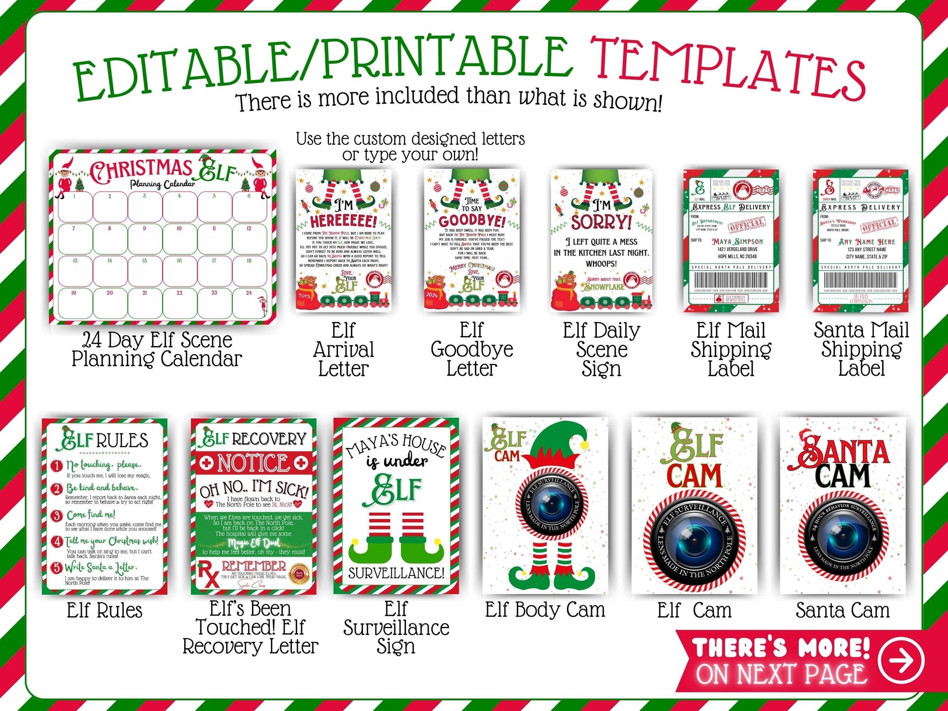 Customizable elf nice list certificate included in the printable elf bundle, editable holiday PDF for fun Christmas kids scenes