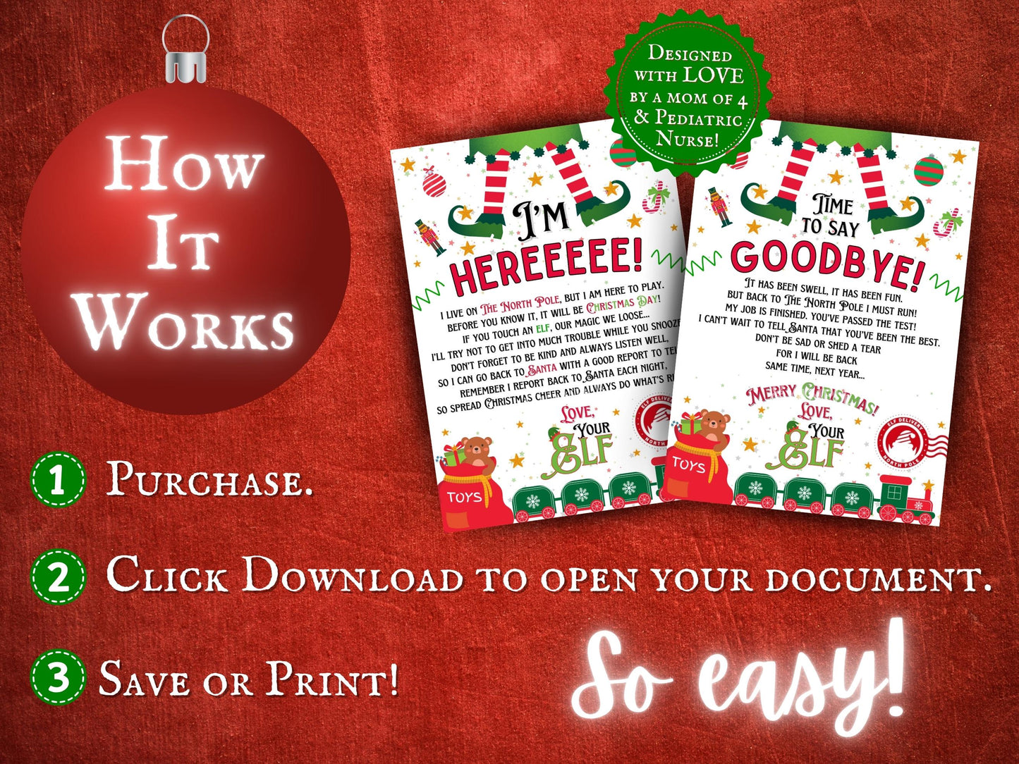 DIY elf arrival and goodbye letters printable PDF for kids, families, and holiday elf activities