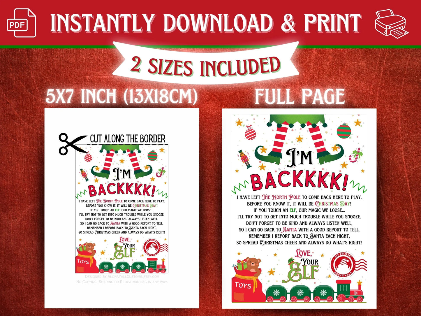 Elf Arrival Letter Printable – Fun I’m Back Elf Welcome Message for Kids – Holiday Elf Tradition Activity