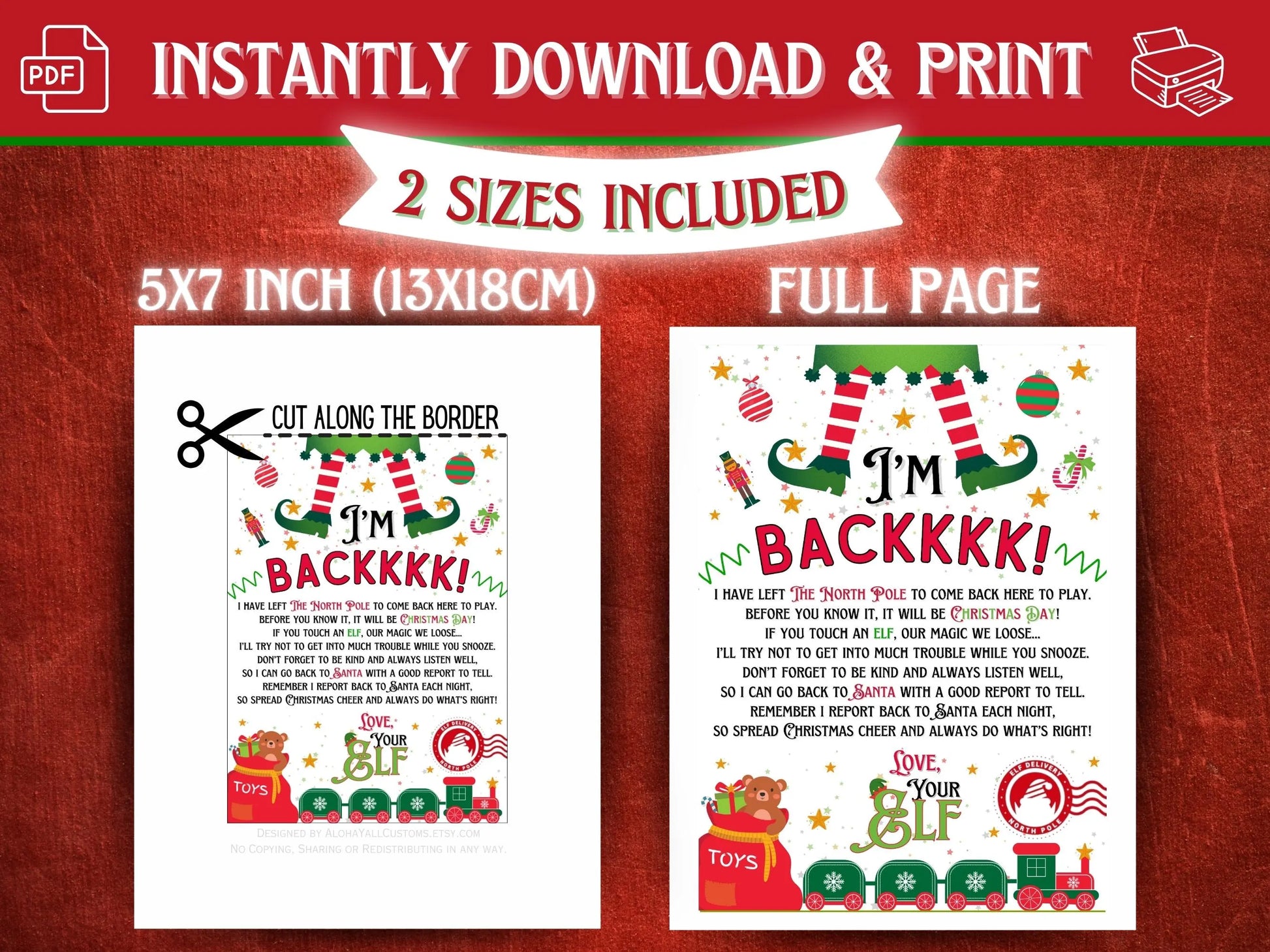 Elf Arrival Letter Printable – Fun I’m Back Elf Welcome Message for Kids – Holiday Elf Tradition Activity