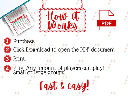 Festive Christmas dice pass gift exchange printable game, perfect for kids, adults, coworkers, and holiday celebrations
