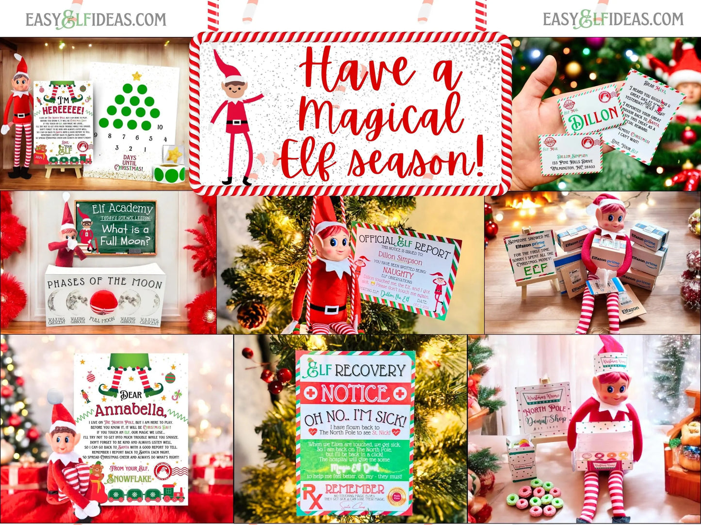 BUNDLE Ultimate Elf Letters & Props Kit | Editable Christmas Arrival & Goodbye Letters, Nice List Certificate & Mini Scene Printables (PDF Template)