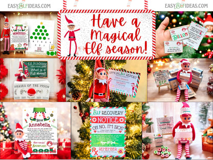 BUNDLE Ultimate Elf Letters & Props Kit | Editable Christmas Arrival & Goodbye Letters, Nice List Certificate & Mini Scene Printables (PDF Template)