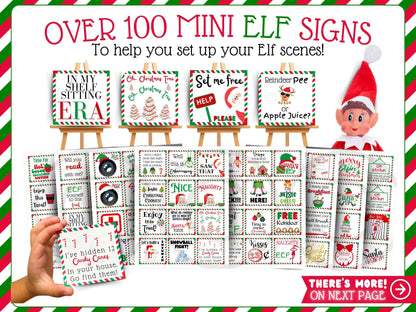 BUNDLE Ultimate Elf Letters & Props Kit | Editable Christmas Arrival & Goodbye Letters, Nice List Certificate & Mini Scene Printables (PDF Template)