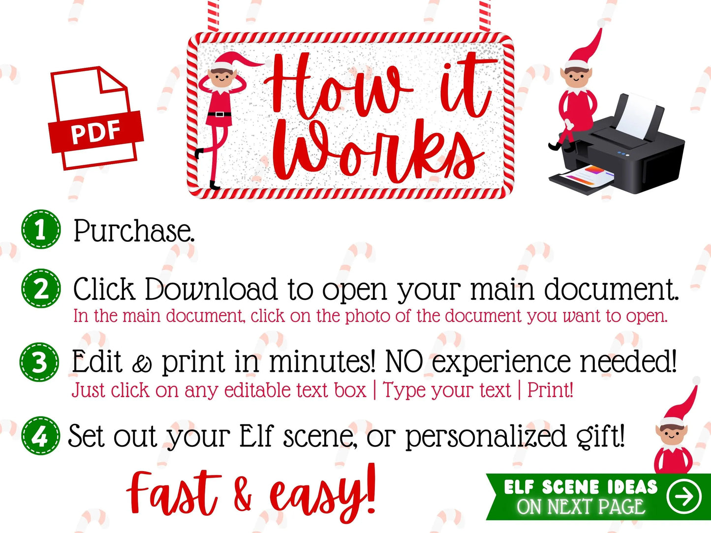 BUNDLE Ultimate Elf Letters & Props Kit | Editable Christmas Arrival & Goodbye Letters, Nice List Certificate & Mini Scene Printables (PDF Template)
