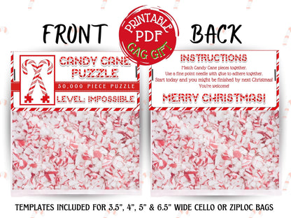 Funny Impossible Candy Cane Puzzle toppers printed on cardstock, perfect gag gift for coworkers, office Christmas party, or white elephant exchange.