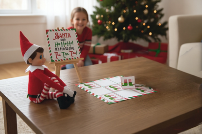 Elf Tic Tac Toe Game Board | Christmas Party Favor & Mini Scene Activity (PRINTABLE PDF)