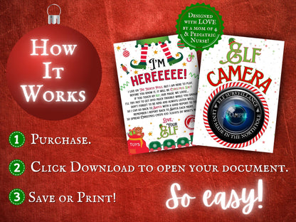 Cute Elf arrival letter printable PDF for Christmas traditions, instant download elf prop