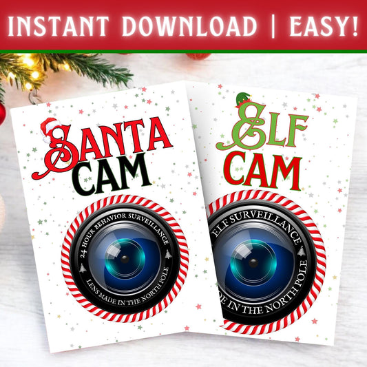 PRINTABLE Santa & Elf Cam | Christmas Behavior Surveillance Sign (PRINTABLE PDF)