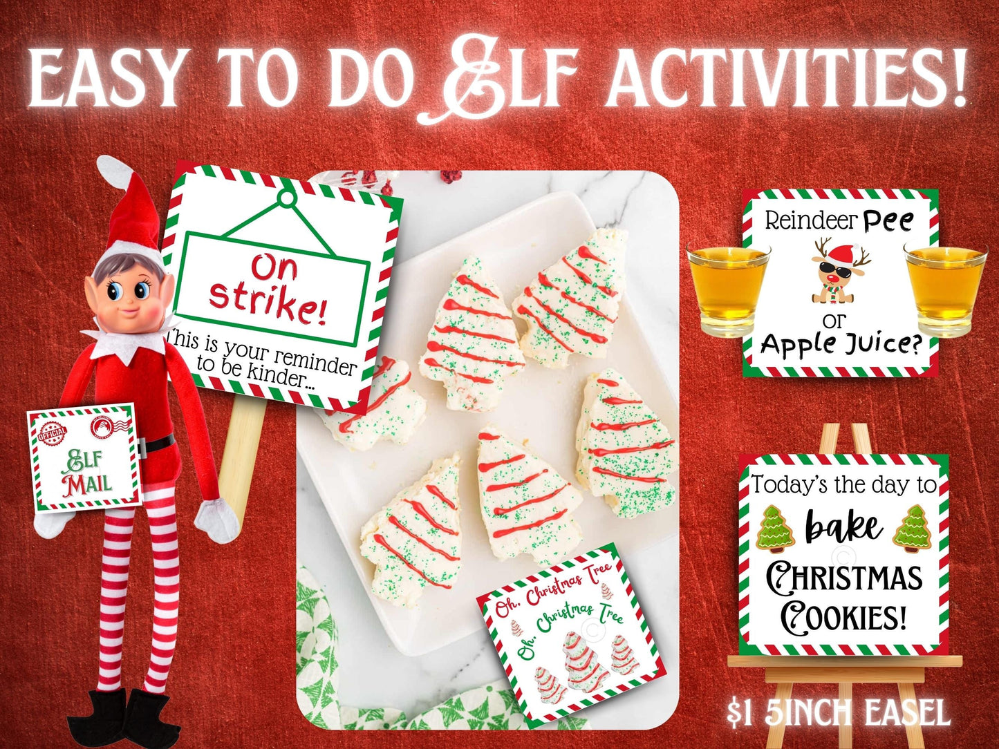 Over 100 Mini Elf Signs & Envelopes | Funny Christmas Props & Activities (PRINTABLE PDF)