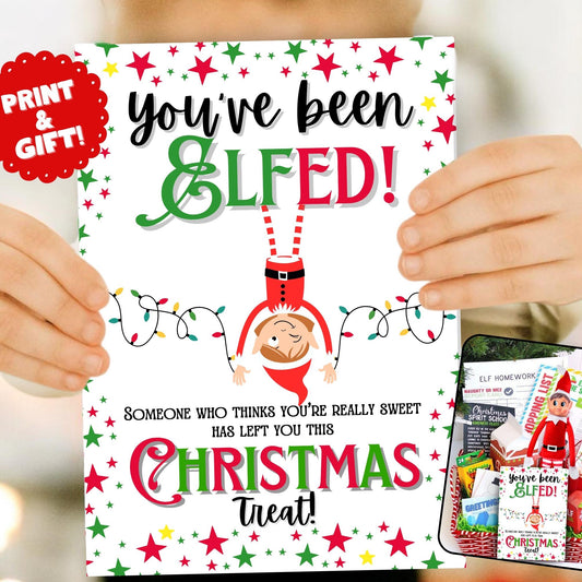 Elf Gift Basket Card | You’ve Been Elfed Tradition (PRINTABLE PDF)