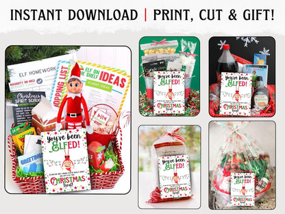 Elf Gift Basket Card | You’ve Been Elfed Tradition (PRINTABLE PDF)