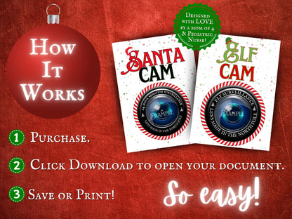 PRINTABLE Santa & Elf Cam | Christmas Behavior Surveillance Sign (PRINTABLE PDF)