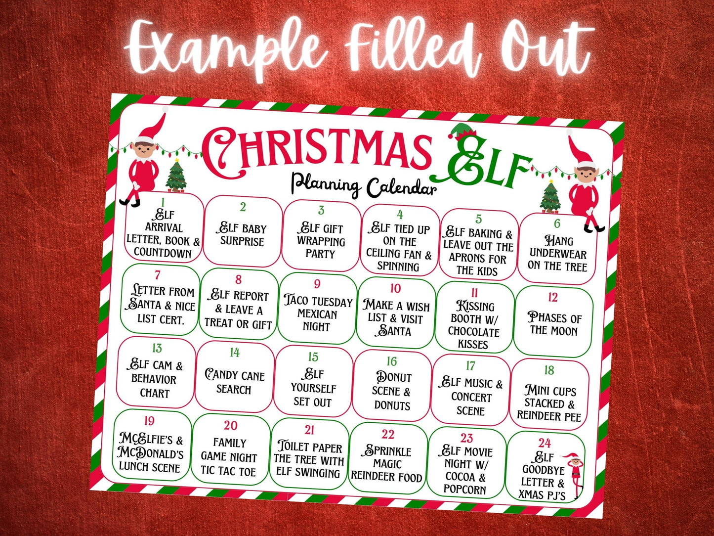 Christmas Elf Planning Calendar | Daily Elf Planner (EDITABLE Template)