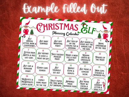 Christmas Elf Planning Calendar | Daily Elf Planner (EDITABLE Template)