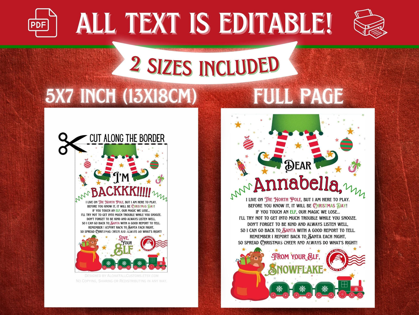 Elf Arrival & Goodbye Letter | Christmas Daily Elf Notes (EDITABLE Template)