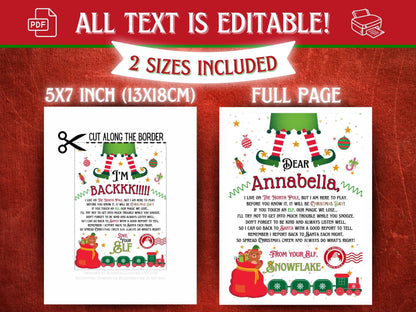 Elf Arrival & Goodbye Letter | Christmas Daily Elf Notes (EDITABLE Template)