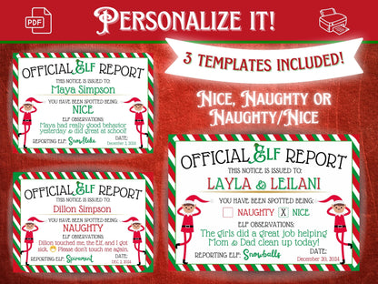 Official Elf Report | Christmas Naughty or Nice Certificate (EDITABLE Template)