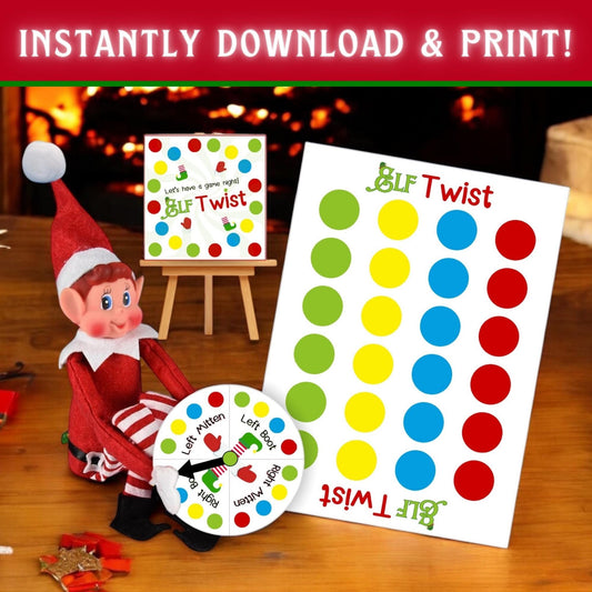 Elf Twist-er Game Night | Mini Elf Scene Props (PRINTABLE PDF)