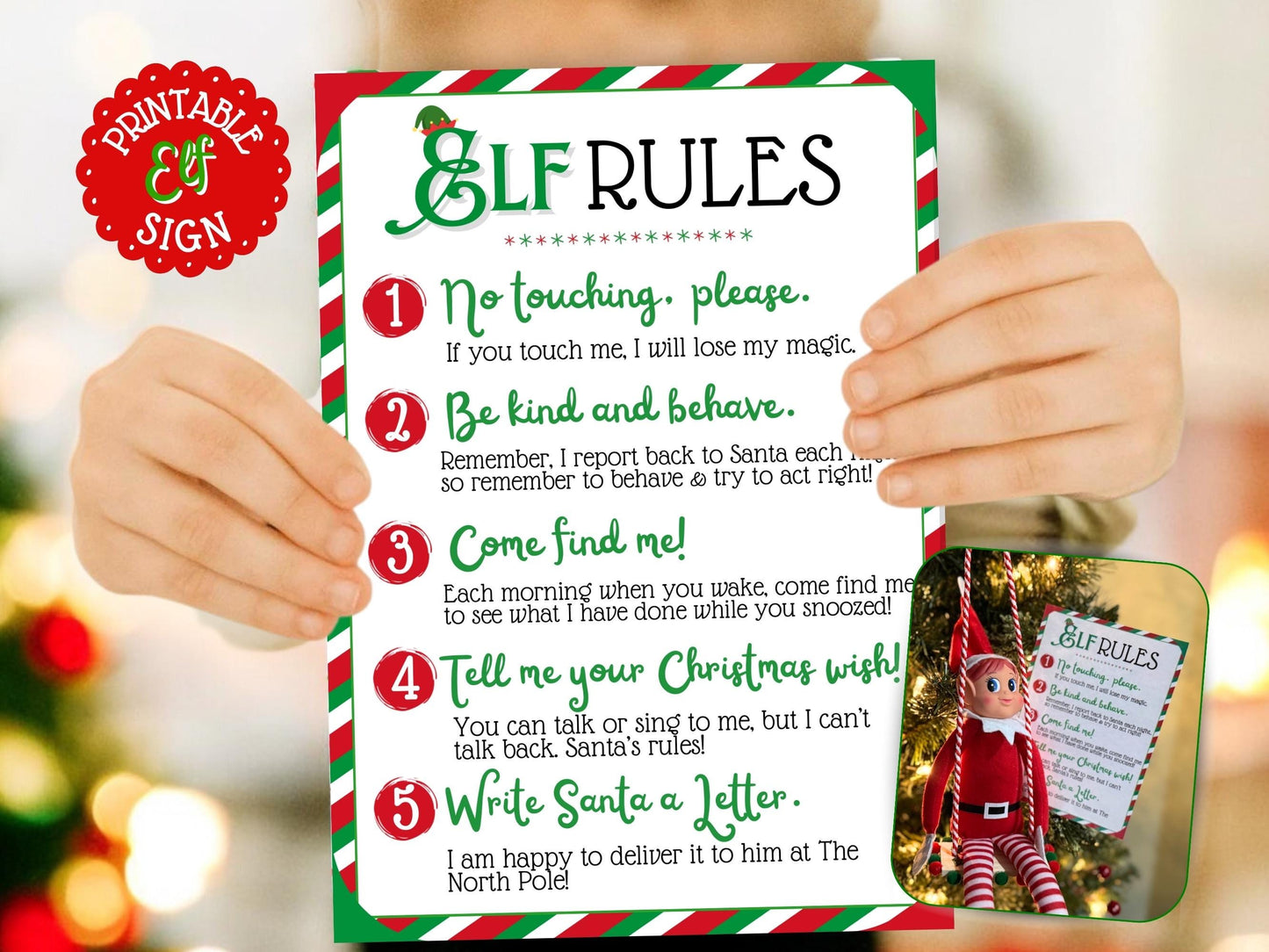 Christmas Elf Rules Sign | Elf Tradition Letter (PRINTABLE PDF)