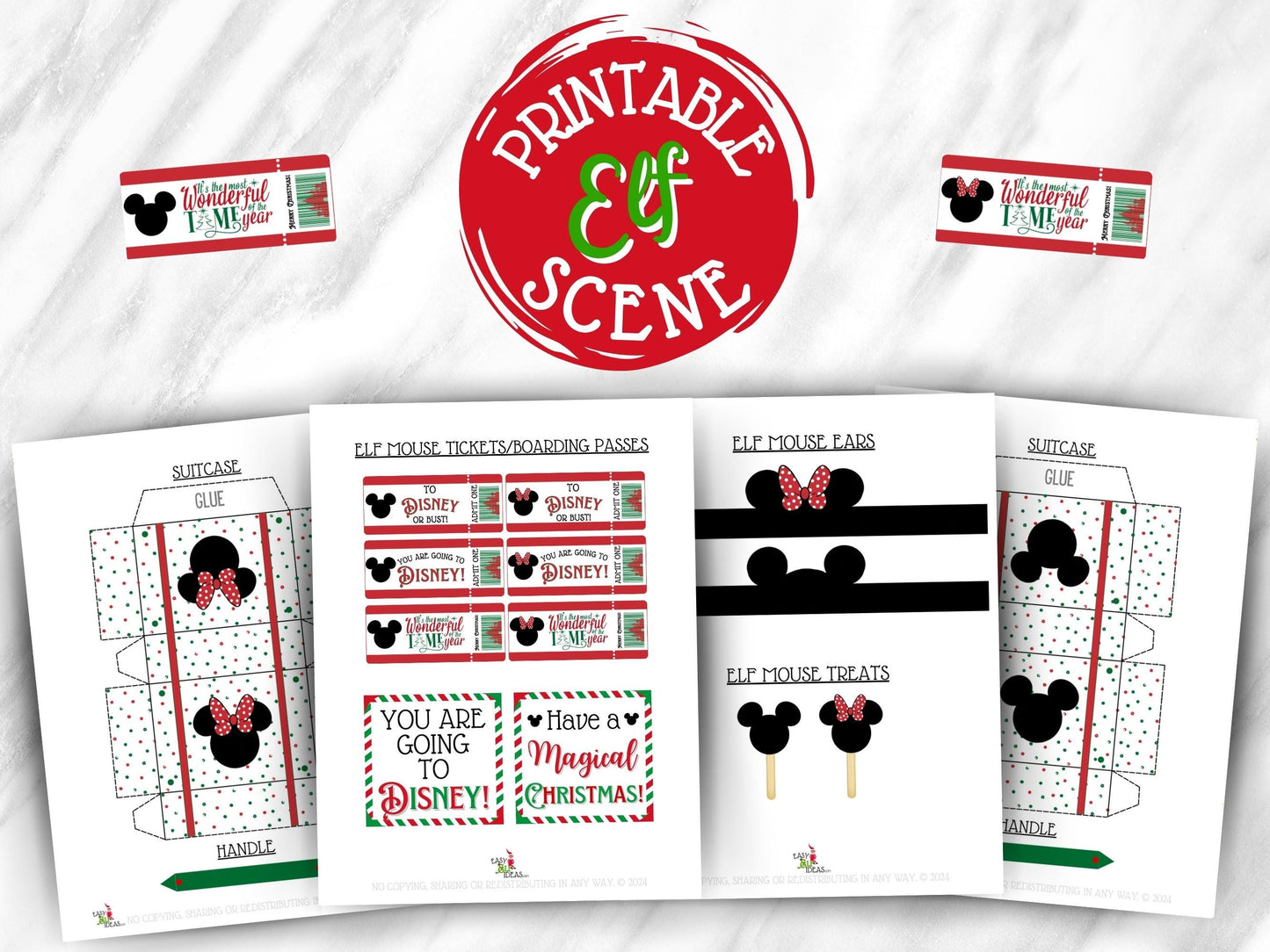 Elf Mouse Ears Travel & Treat Mini Props | Christmas Scene Accessories (PRINTABLE PDF)
