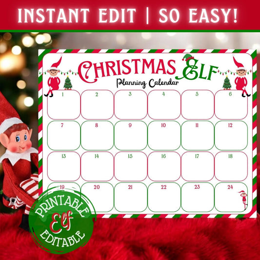 Christmas Elf Planning Calendar | Daily Elf Planner (EDITABLE Template)