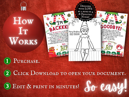 Elf Arrival & Goodbye Letter | Christmas Daily Elf Notes (EDITABLE Template)