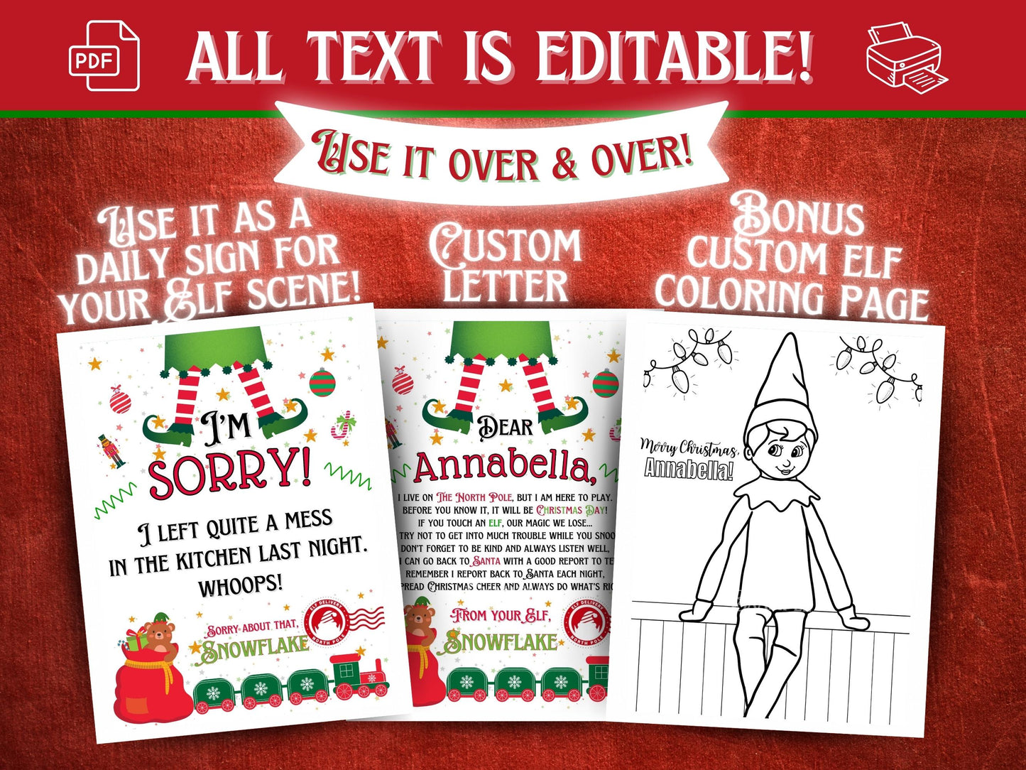 Elf Arrival & Goodbye Letter | Christmas Daily Elf Notes (EDITABLE Template)