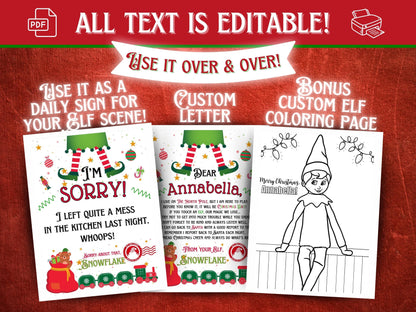 Elf Arrival & Goodbye Letter | Christmas Daily Elf Notes (EDITABLE Template)