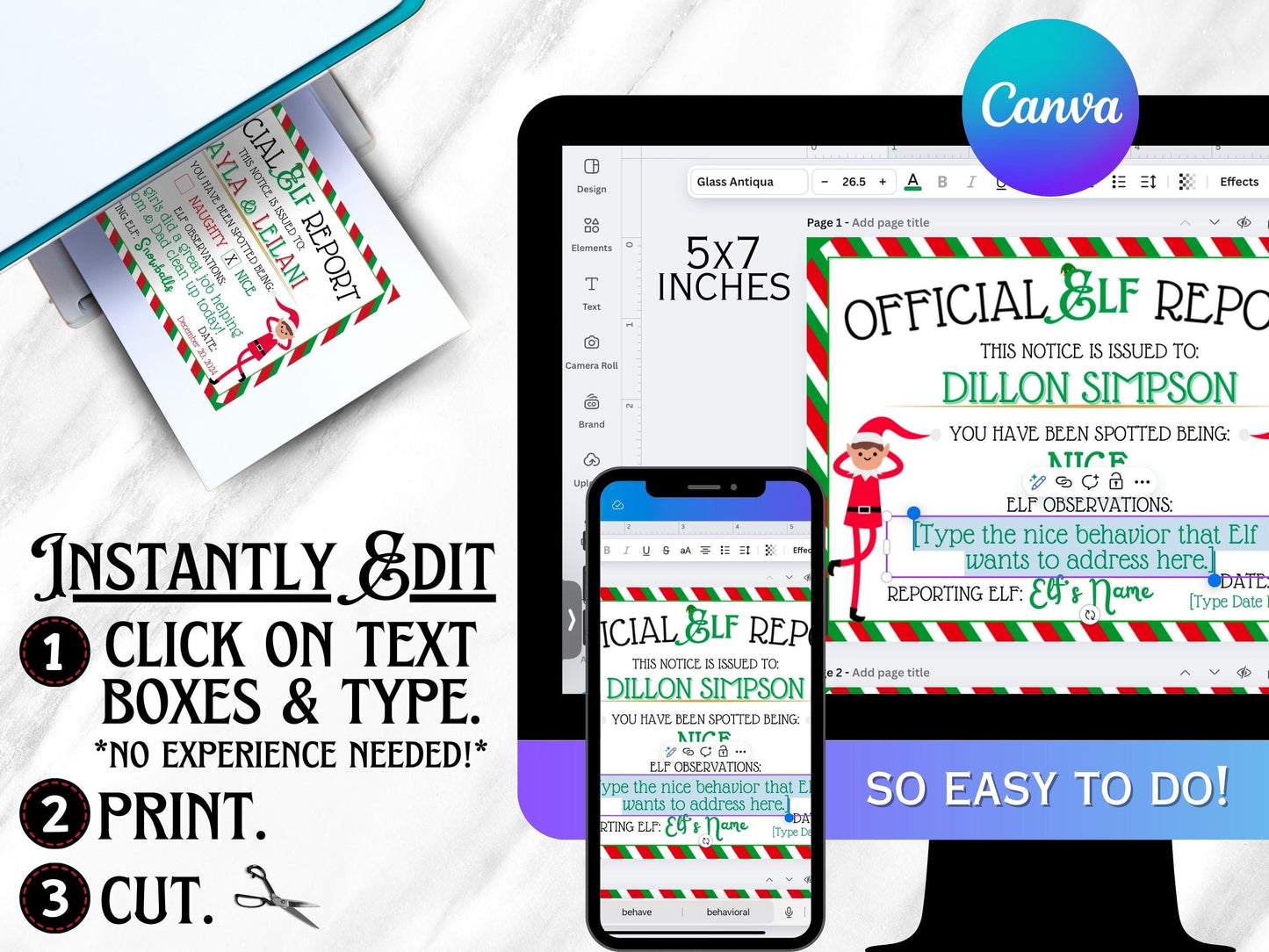 Official Elf Report | Christmas Naughty or Nice Certificate (EDITABLE Template)