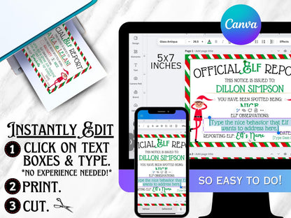 Official Elf Report | Christmas Naughty or Nice Certificate (EDITABLE Template)