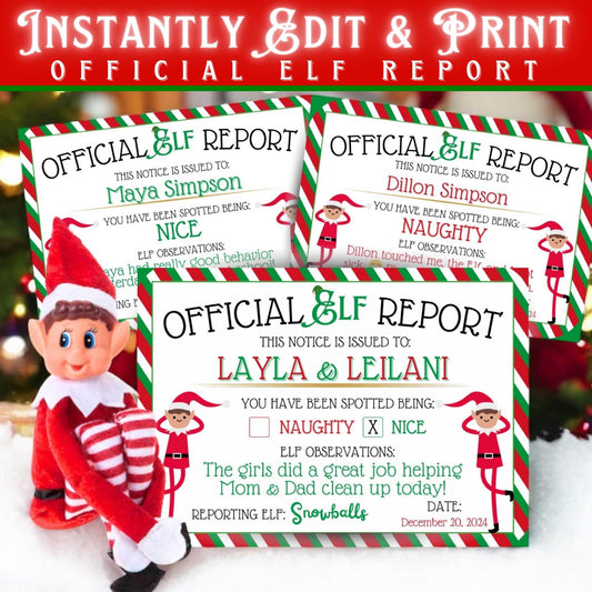 Official Elf Report | Christmas Naughty or Nice Certificate (EDITABLE Template)