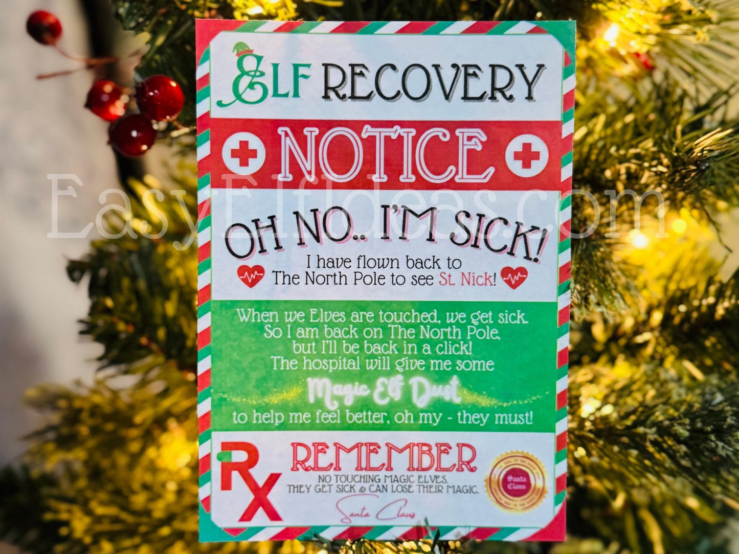 Christmas Elf Was Touched Recovery Letter | Magic Notice Sign (PRINTABLE PDF)
